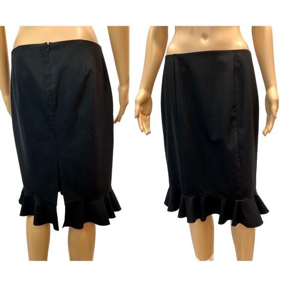 Trina Turk BLACK Pencil Skirt Flounce Hem | STRETCH | size 6 - Picture 2 of 9